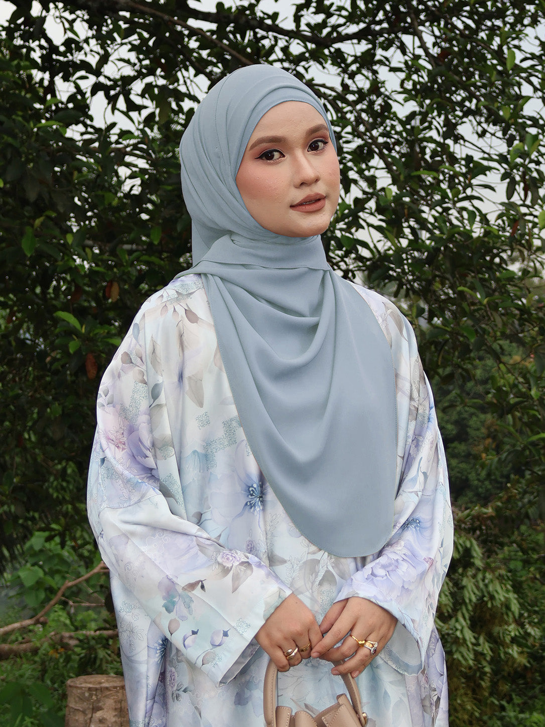 Standard Hoodie Chiffon Shawl Halfmoon in Pastel Blue