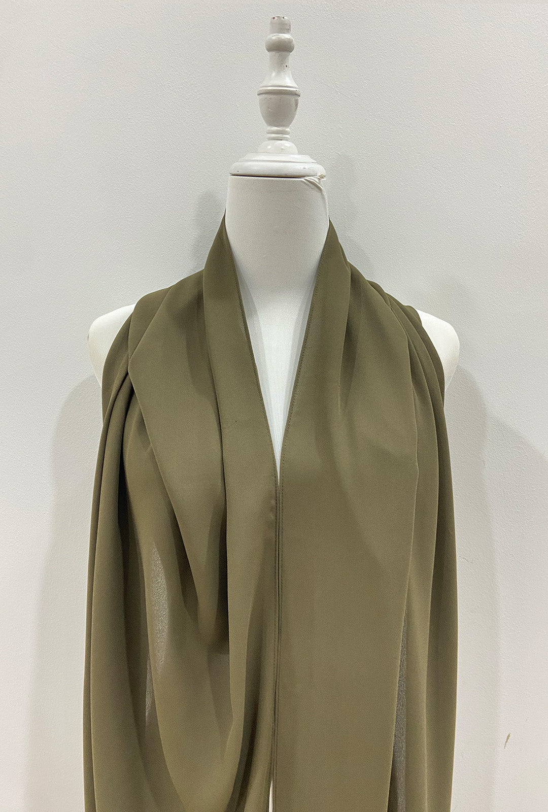 Maxi Hoodie Chiffon Shawl Halfmoon in Army Green