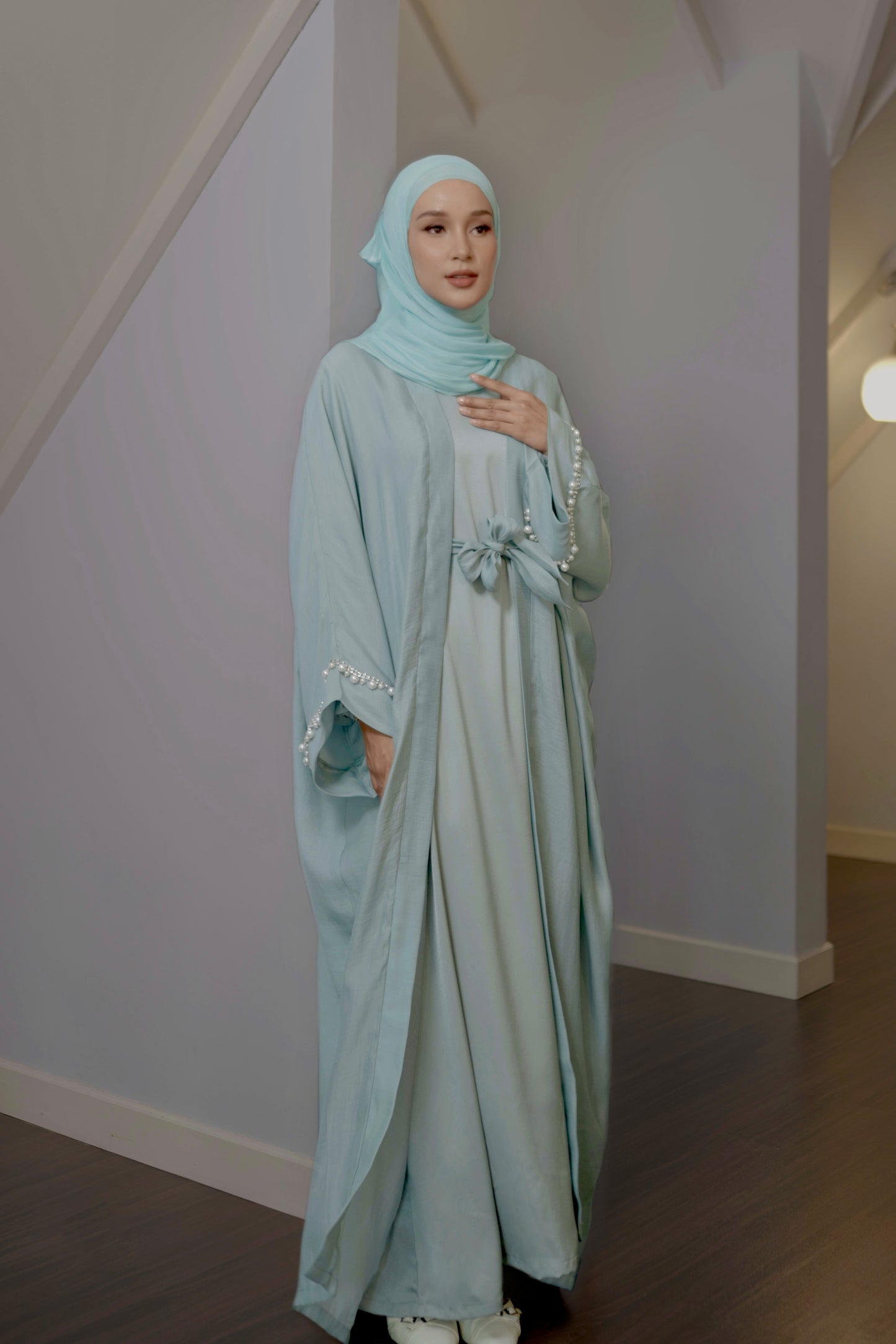 Abaya Rania in Cyan Blue