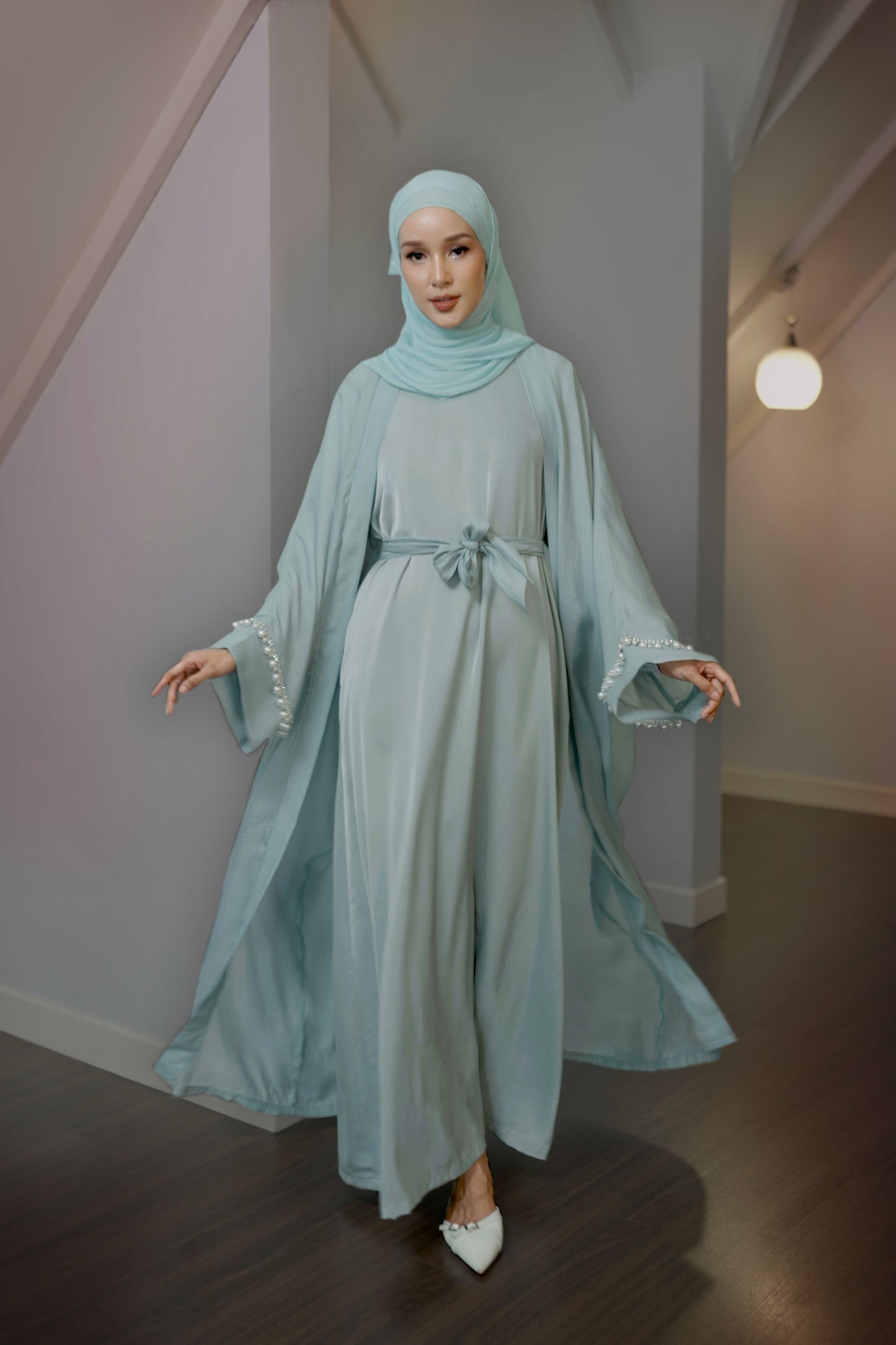 Abaya Rania in Cyan Blue