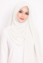 Maxi Hoodie Chiffon Shawl Halfmoon in White