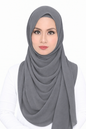 Maxi Hoodie Chiffon Shawl Halfmoon in Grey