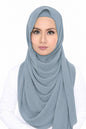 Maxi Hoodie Chiffon Shawl Halfmoon in Dusty Blue