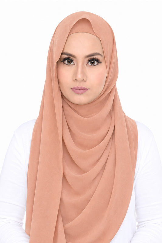 Maxi Hoodie Chiffon Shawl Halfmoon in Salmon Peach