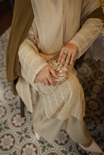 Kurung Melur Embroidery in Khaki