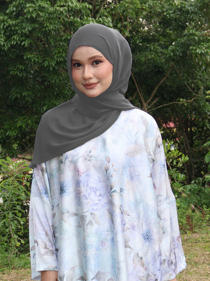 Standard Hoodie Chiffon Shawl Halfmoon in Grey