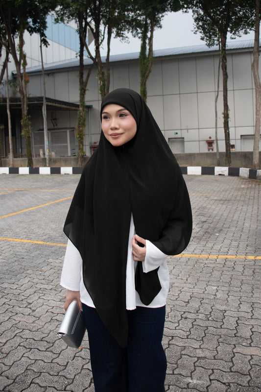 Bawal / Khimar 2 in 1 in Black