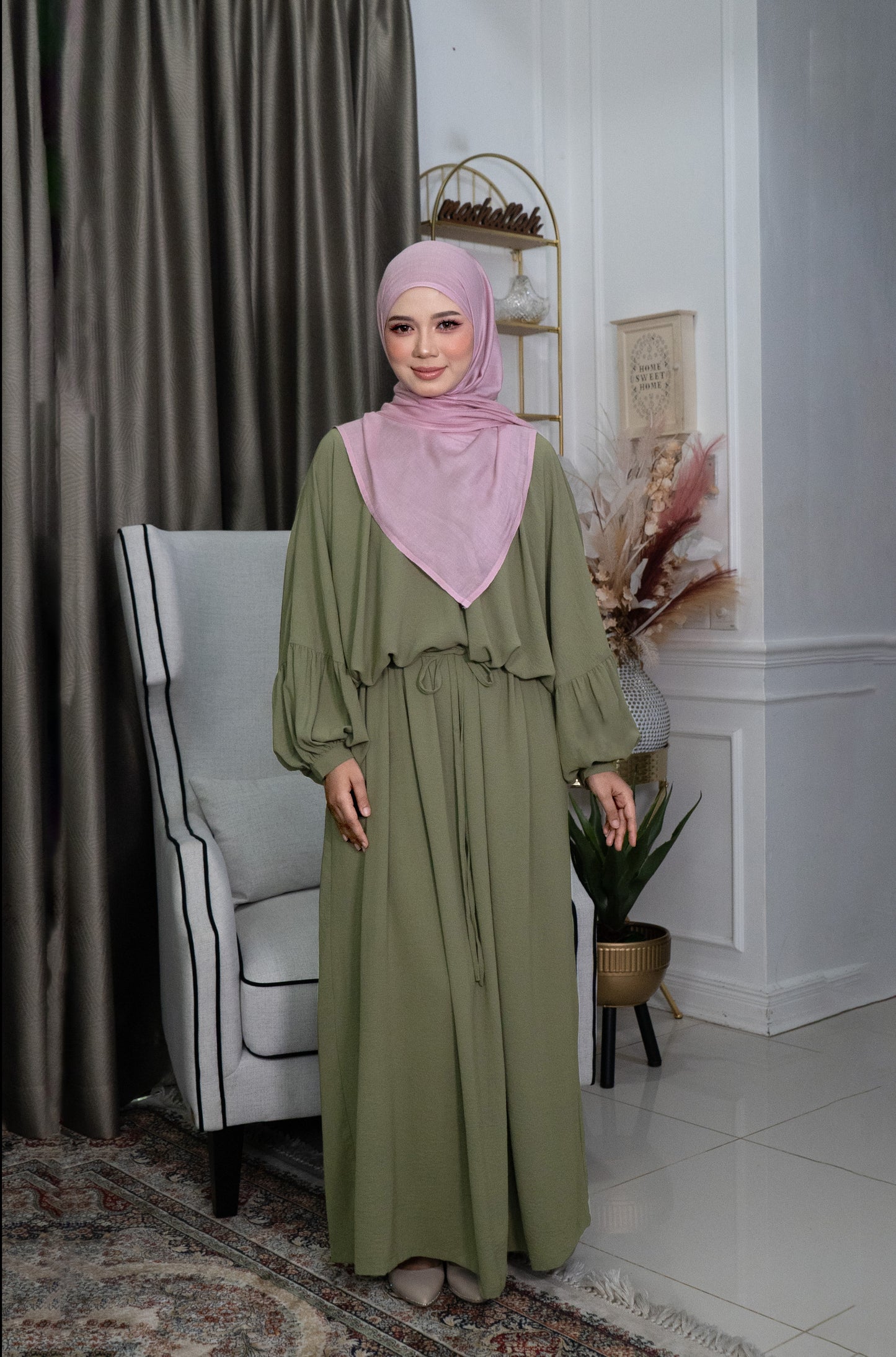 Yana Dress in Dusty Olive