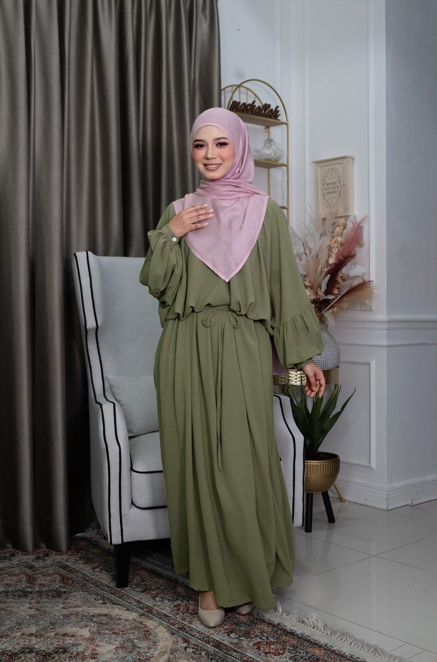 Yana Dress in Dusty Olive