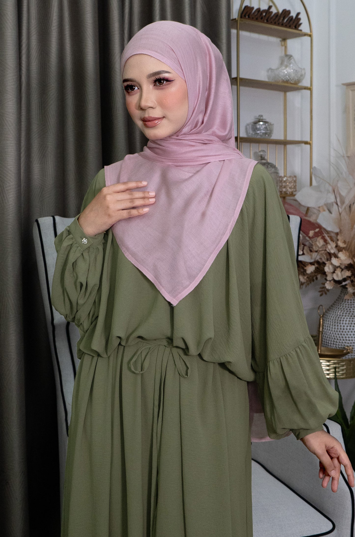 Yana Dress in Dusty Olive