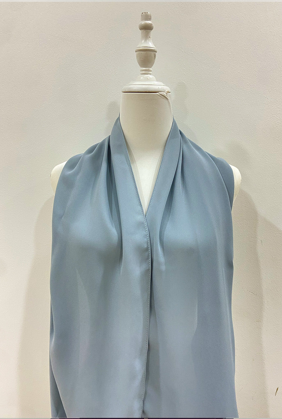 Maxi Hoodie Chiffon Shawl Halfmoon in Dusty Blue