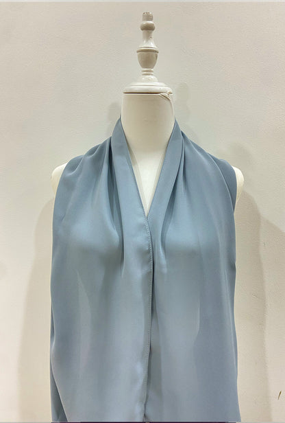 Maxi Hoodie Chiffon Shawl Halfmoon in Dusty Blue