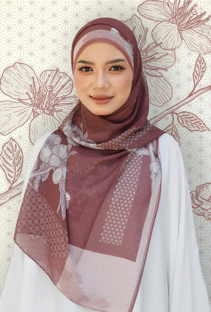 Sakura Shawl (Chiffon) in Dusty Cherry