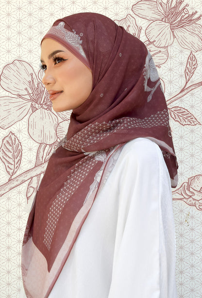 Sakura Shawl (Chiffon) in Dusty Cherry