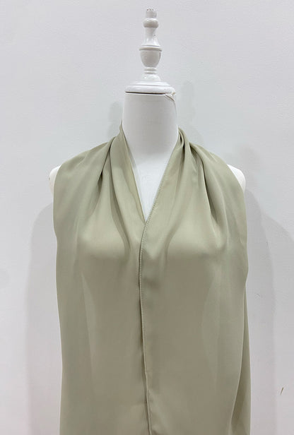 Maxi Hoodie Chiffon Shawl Halfmoon in Green Tea