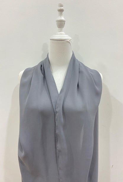 Maxi Hoodie Chiffon Shawl Halfmoon in Grey
