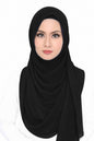 Maxi Hoodie Chiffon Shawl Halfmoon in Black