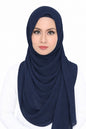 Maxi Hoodie Chiffon Shawl Halfmoon in Midnight Blue