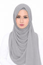 Maxi Hoodie Chiffon Shawl Halfmoon in Light Grey