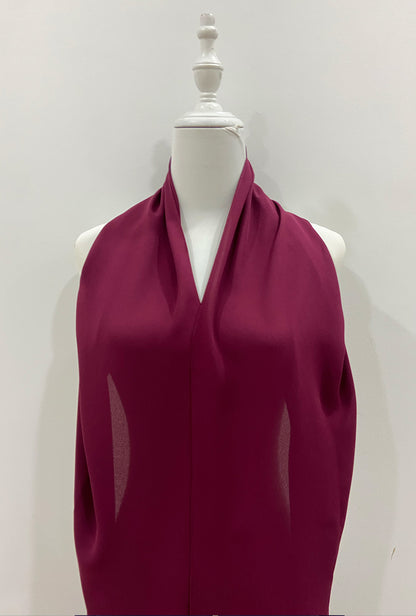 Maxi Hoodie Chiffon Shawl Halfmoon in Maroon