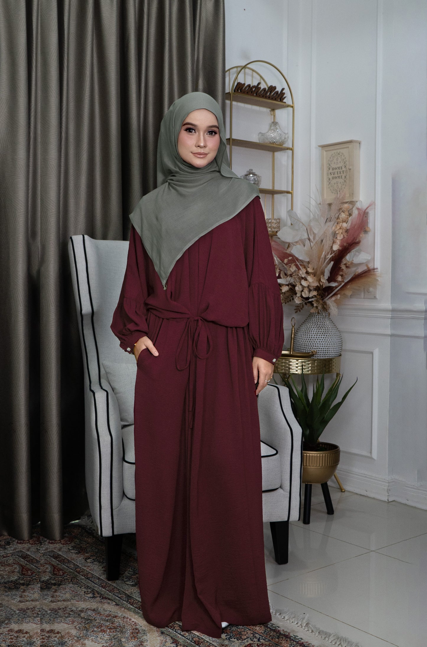 Yana Dress in Maroon