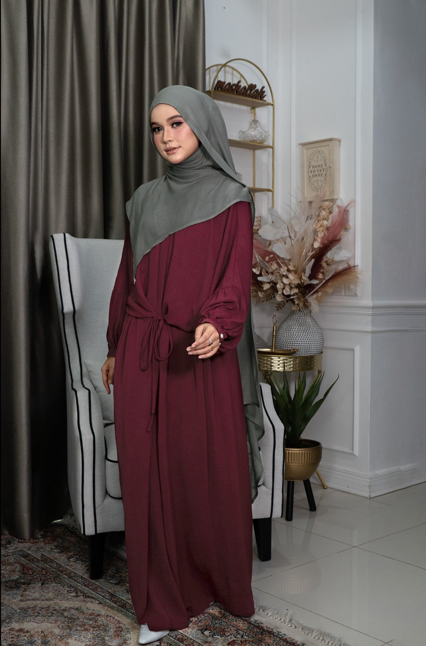 Yana Dress in Maroon