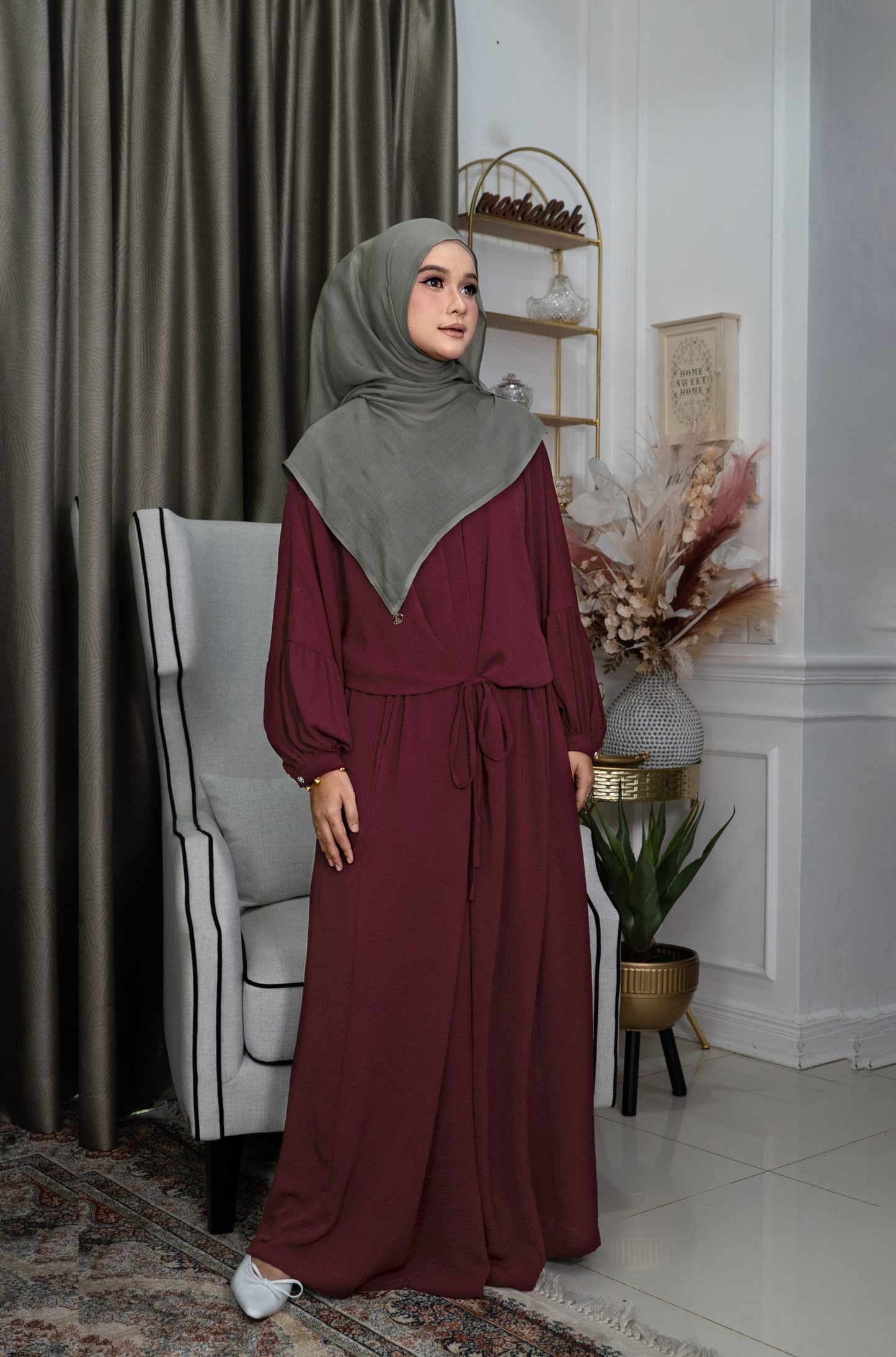 Yana Dress in Maroon