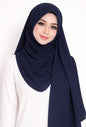 Maxi Hoodie Chiffon Shawl Halfmoon in Midnight Blue