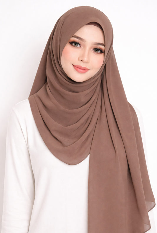 Maxi Hoodie Chiffon Shawl Halfmoon in Milk Chocolate