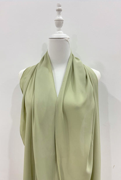 Maxi Hoodie Chiffon Shawl Halfmoon in Pistachio