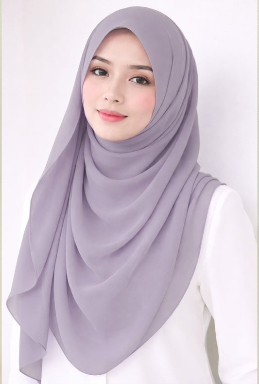 Maxi Hoodie Chiffon Shawl Halfmoon in Lilac