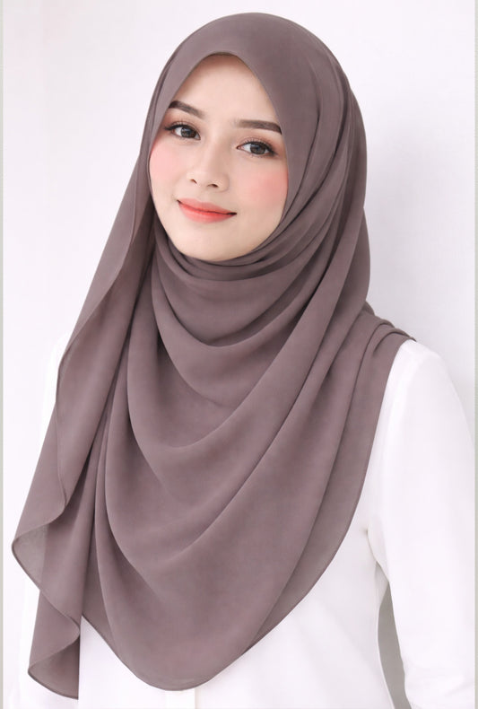 Maxi Hoodie Chiffon Shawl Halfmoon in Rose Taupe