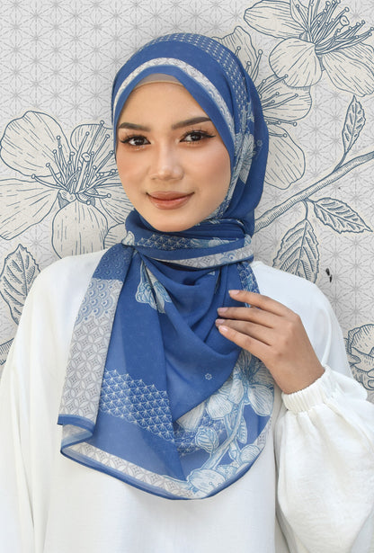 Sakura Shawl (Chiffon) in Royal Blue