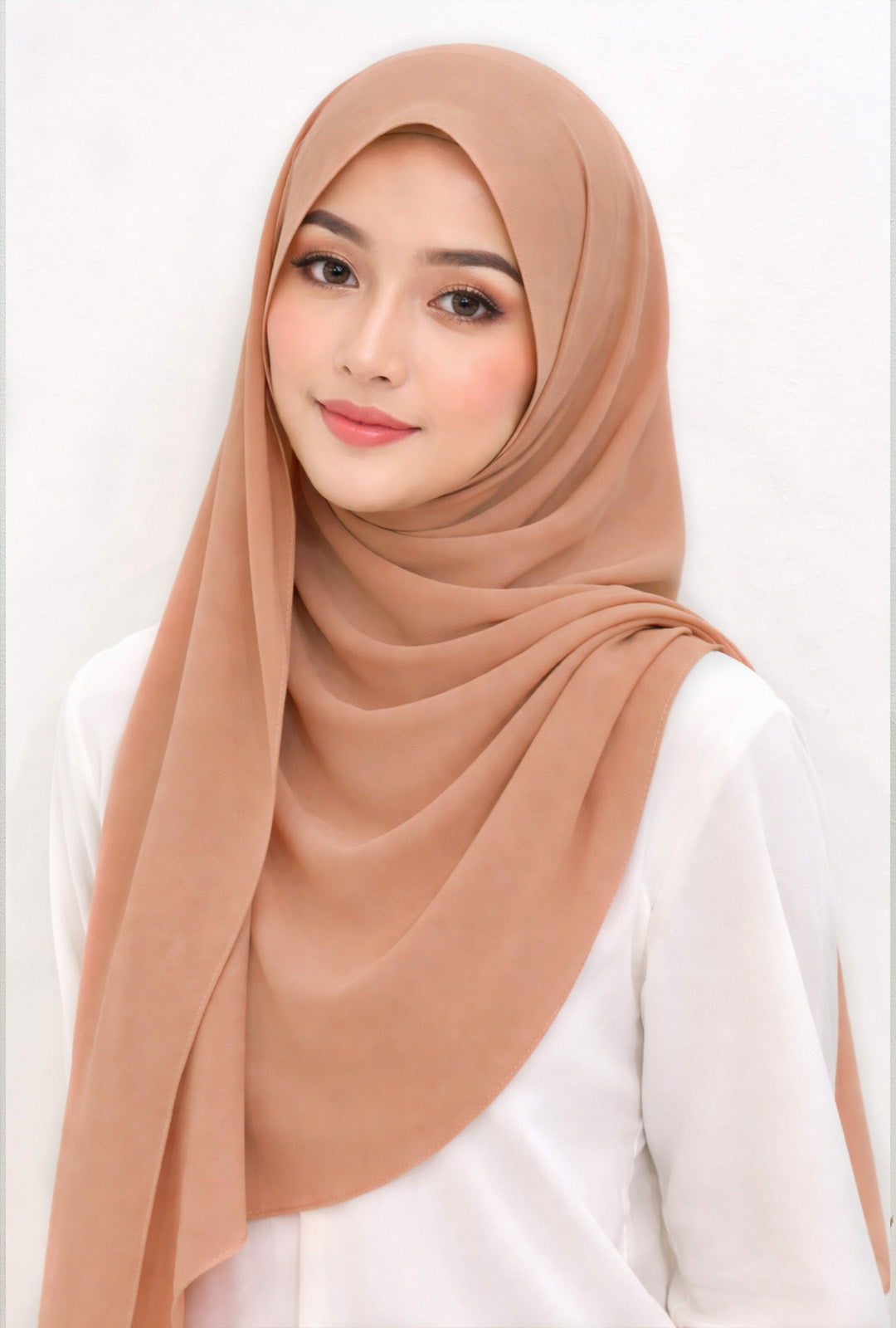 Maxi Hoodie Chiffon Shawl Halfmoon in Salmon Peach