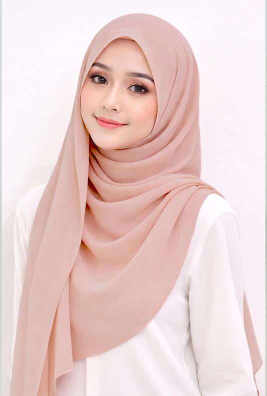 Maxi Hoodie Chiffon Shawl Halfmoon in Soft Pink