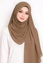 Maxi Hoodie Chiffon Shawl Halfmoon in Tan Brown