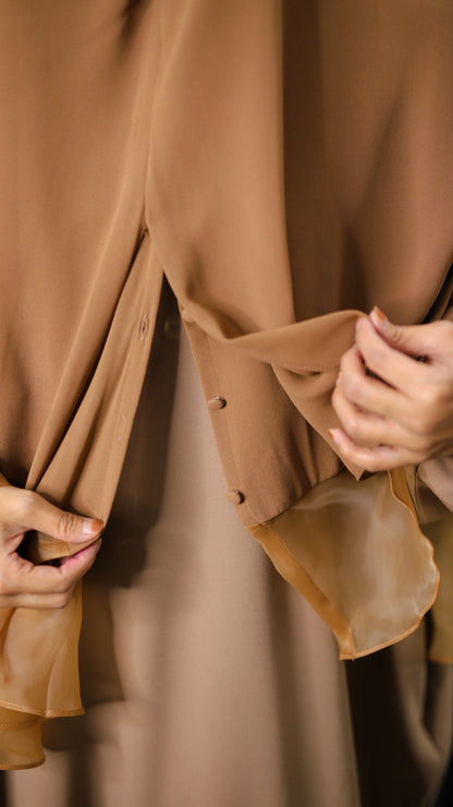 Khimar with Organza - Latte