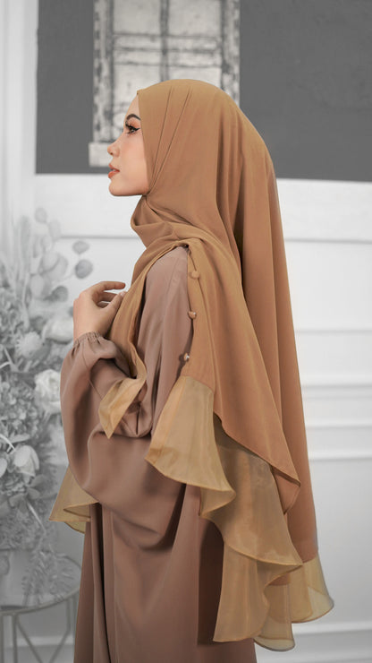 Khimar with Organza - Latte