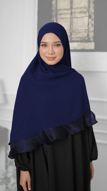 Khimar with Organza - Navy Blue