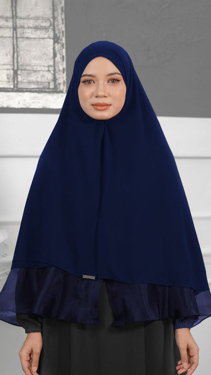 Khimar with Organza - Navy Blue