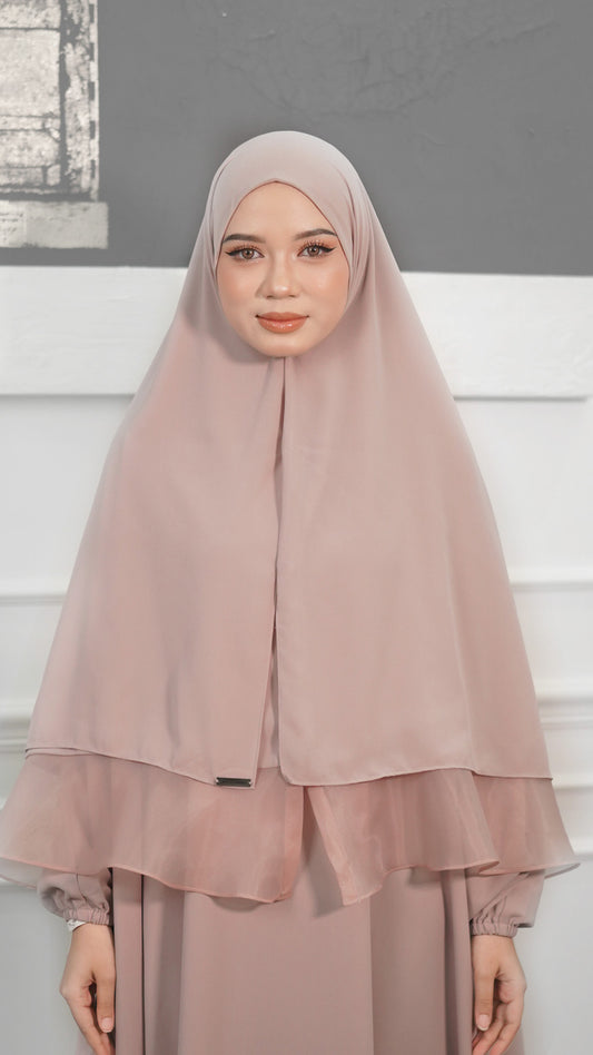 Khimar with Organza - Pearl Pink