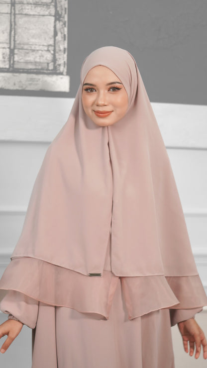 Khimar with Organza - Pearl Pink