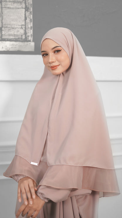 Khimar with Organza - Pearl Pink