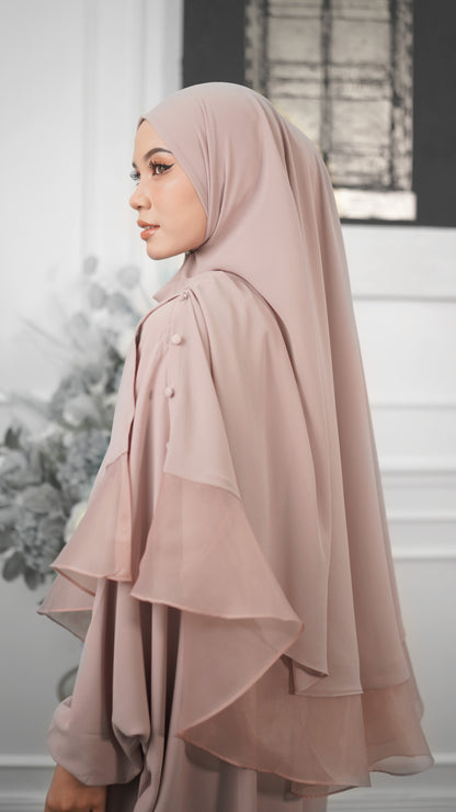 Khimar with Organza - Pearl Pink