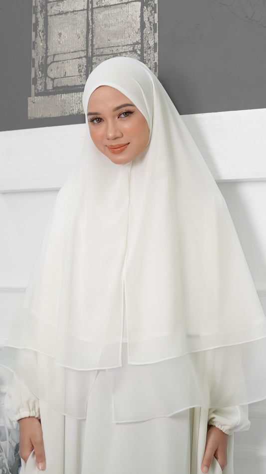 Khimar with Organza - White